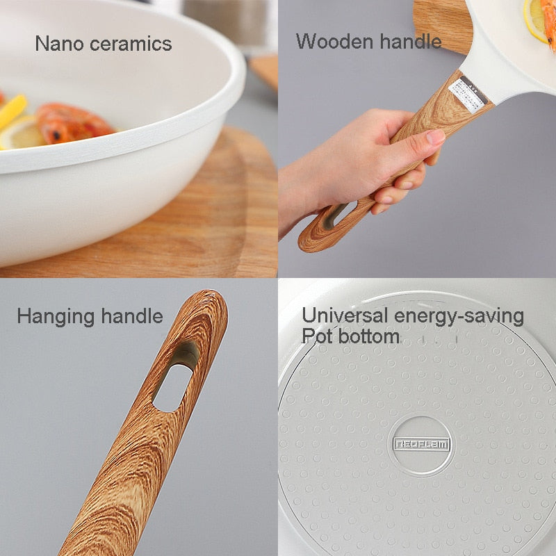 Ceramic Frying Pan Cookware Set Pot and Non Stick Cooking Pan Set Breakfast Crepe Pan Honeycomb Wok Japanese Kitchen Enamel Pan