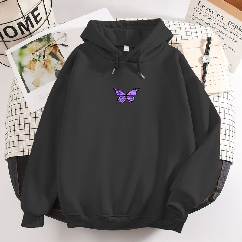 Damen Sweatshirts Hoody Butterfly HOODIE NEU 2020 Student's Vielseitiges Top Kpop Hiphop Sweatshirt Literarischer Vintage Kapuzenmantel