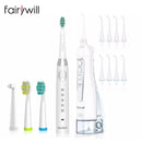 Fairywill Electric Sonic Toothbrush & Water Flosser USB Charge Waterproof 5 Modes 3 Brush Heads Toothbrushes Teeth Cleaner