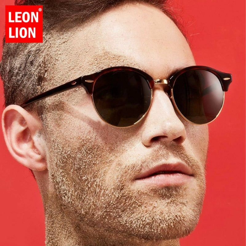 LeonLion 2021, gafas de sol redondas para hombre, gafas de aleación para hombre/mujer, gafas de sol de diseñador de marca, gafas de sol Vintage para mujer, Lunette Soleil Homme