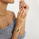 ENFASHION Initial Letter Bangles For Women Hollow Alphabet Open Bracelets Stainless Steel Gold Color Fashion Jewelry Gifts B2163