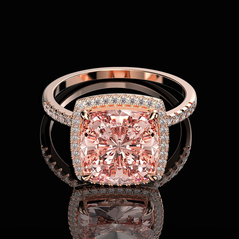 OEVAS lujo 100% Plata de Ley 925 creado moissanita morganita piedra preciosa anillo de compromiso de boda joyería fina al por mayor