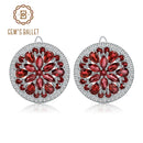 GEM'S BALLET 11.65Ct Natural Red Garnet Gemstone Pendientes Anillo Set 925 Sterling Silver Round Jewelry Set Para Mujer Boda