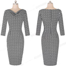 Women Casual Leopard Print Office Business Sheath Slim Summer Pencil Dress HB452