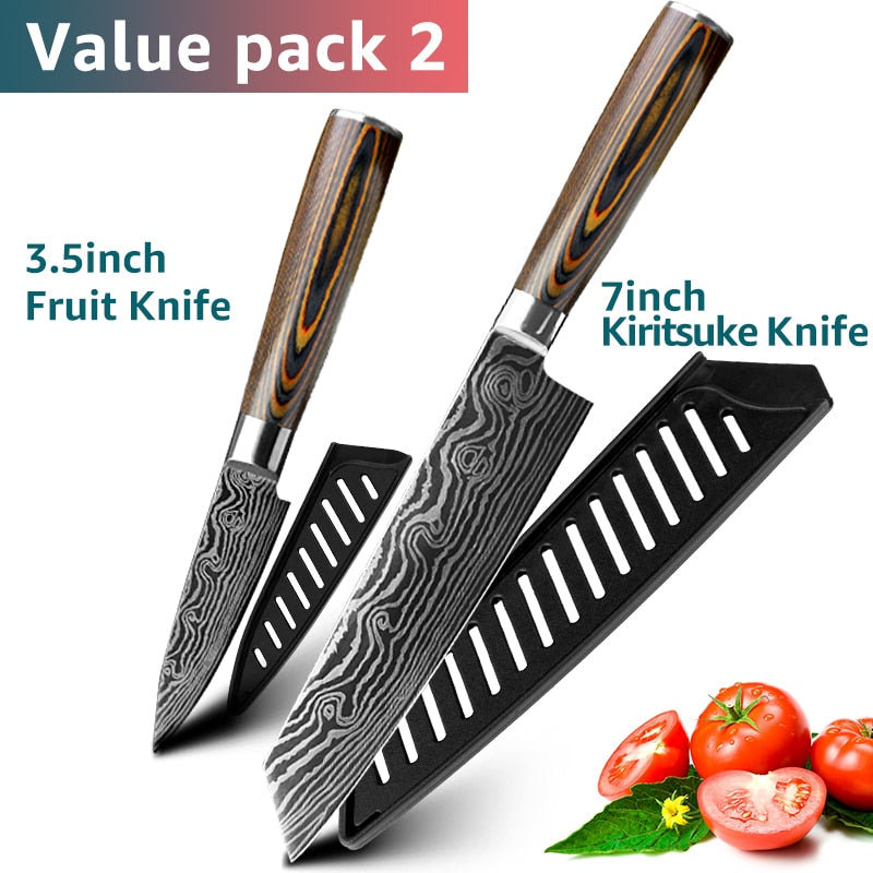 Kitchen Knives Set Stainless Steel 7CR17 Japanese Style Chef Knife Bread Meat Cleaver Paring Kitchen Knife Kitchen Accessories