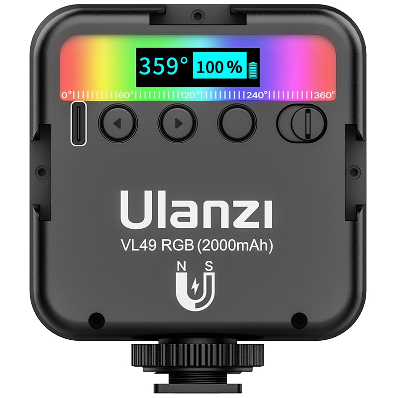 Ulanzi VL49 RGB Video Lights Mini LED Camera Light 2000mAh Rechargable LED Panel Lamp Photo Video Lighting  for Youtube Tik tok