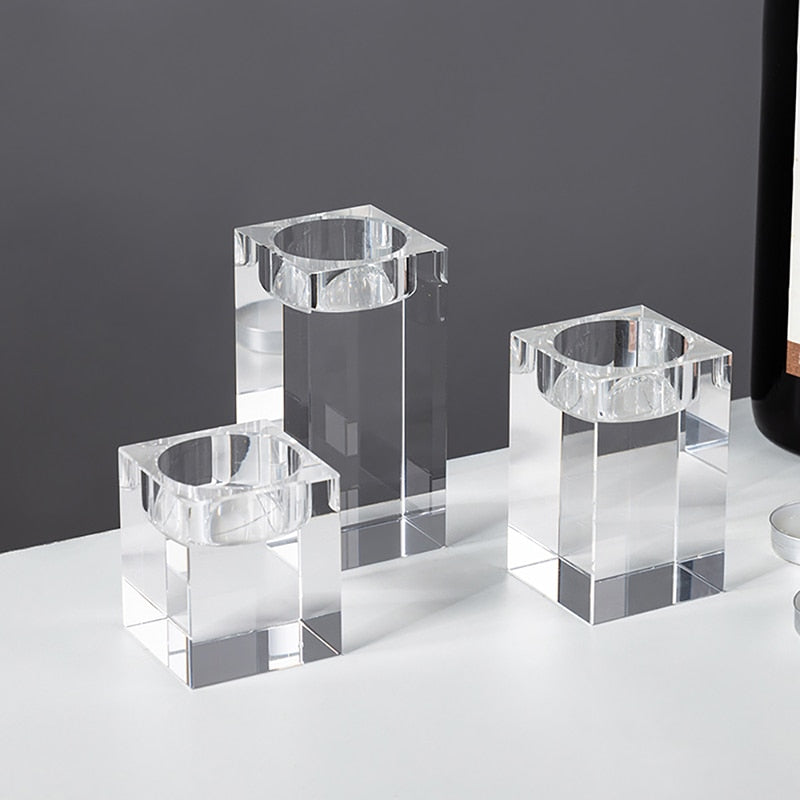 PEANDIM Hochzeit Mittelstücke Dekorationen Idee K9 Kristall Kerzenhalter Set mit 3 Teelichthalter Kerzenstränge 6cm 8cm 10cm