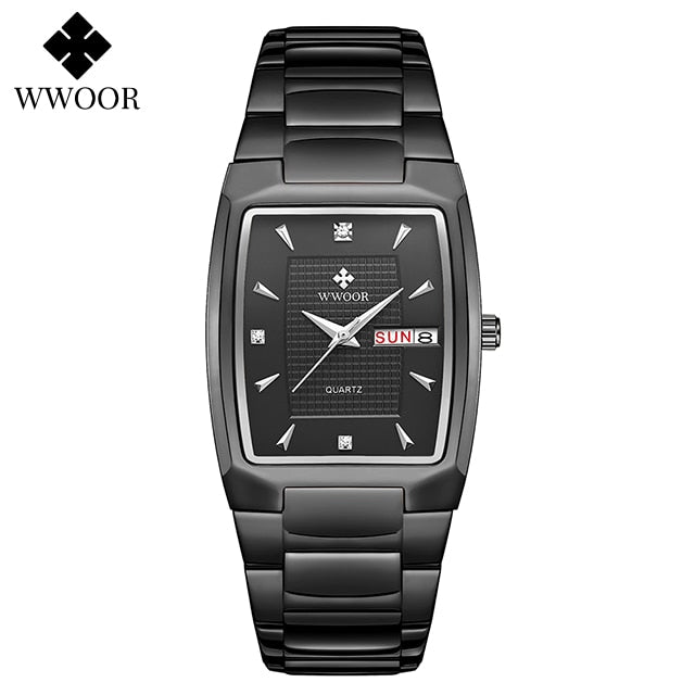 Relogio Masculino WWOOR 2022 nuevo reloj cuadrado para hombre con fecha de semana automática relojes de pulsera de cuarzo para hombre de lujo de acero inoxidable dorado