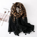 Luxury brand women leopard print cotton scarf shawls for winter foulard femme long soft warm wraps cachecol