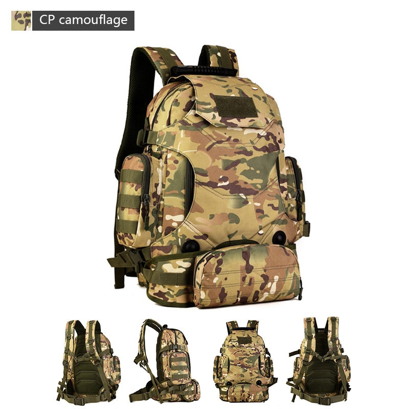 40L Tactical Backpack 2 in 1 Military Waist Pouch Army Rucksack Backpack Molle Outdoor Sport Bag Men Camping Hiking Climbing Bag