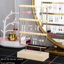 Nice Steel Earrings Storage Holder Jewelry Display Stand for Earrings Necklaces Bracelets Pendants Wooden Base Jewellery Rack