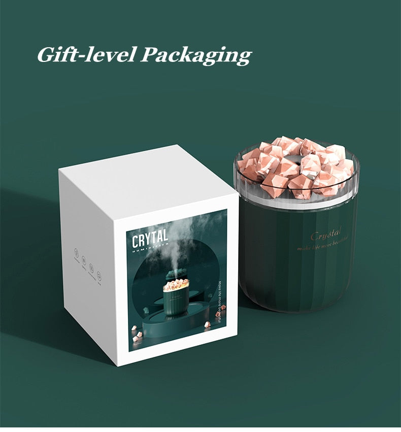 Tragbarer Kristall-Aromatherapie-Luftbefeuchter, USB-Wireless-Aroma-Diffusor für ätherische Öle, Luftbefeuchter mit Atmosphärenlampe für zu Hause