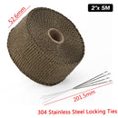 5M/10M/15M Motorcycle Exhaust Thermal Tape Header Heat Wrap Manifold Insulation Roll Resistant with Stainless Ties