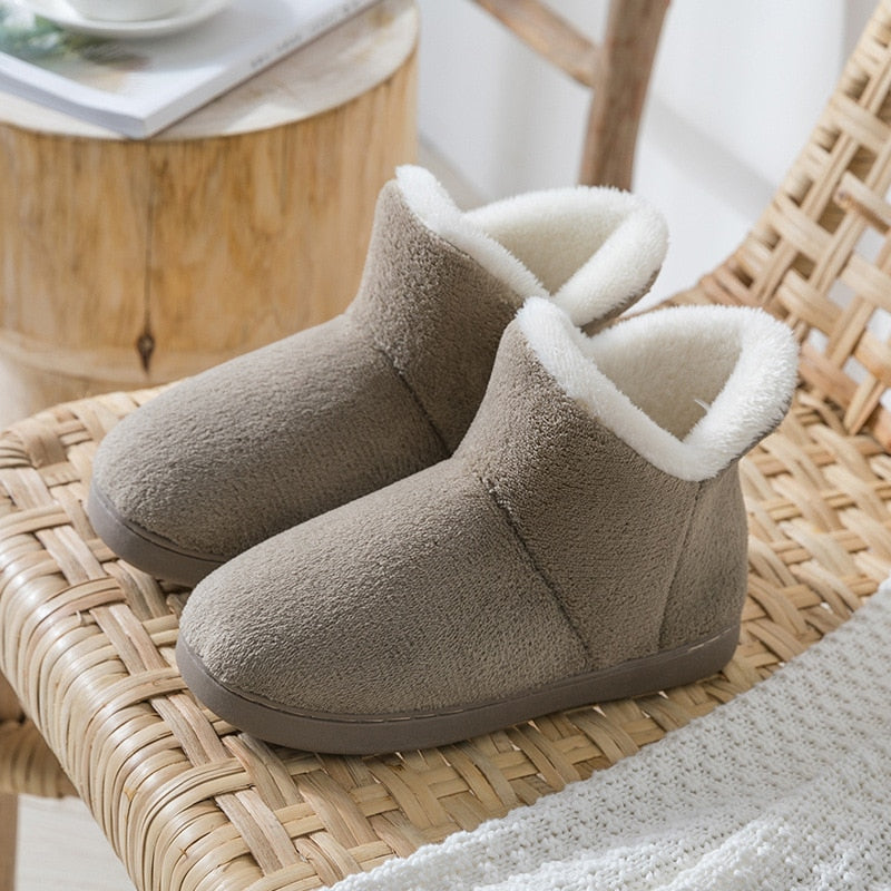 Women Winter Slippers Warm Plush Slip-on Couples Home Floor Shoes Anti-slip Comfortable Flats Female Warm Faux Fur Slippers