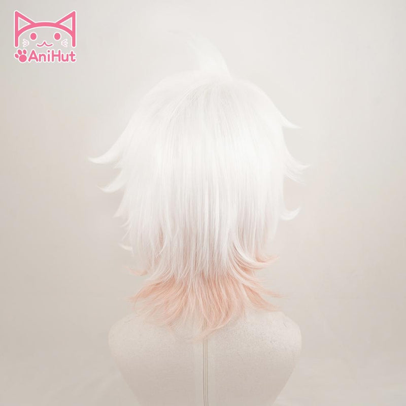 【AniHut】Komaeda Nagito peluca Danganronpa Cosplay peluca Anime Cosplay pelo sintético resistente al calor Komaeda Nagito Cosplay