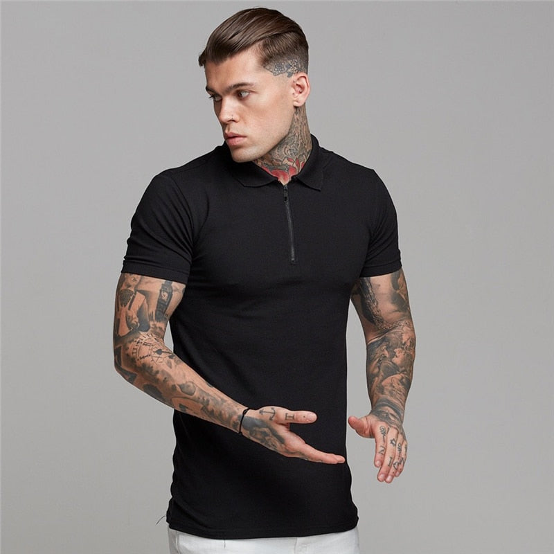 Mens Summer Solid Polo Shirt Short Sleeve Slim Fit Polos Fashion Streetwear Tops Men Cotton Fitness Sports Casual Golf Shirts