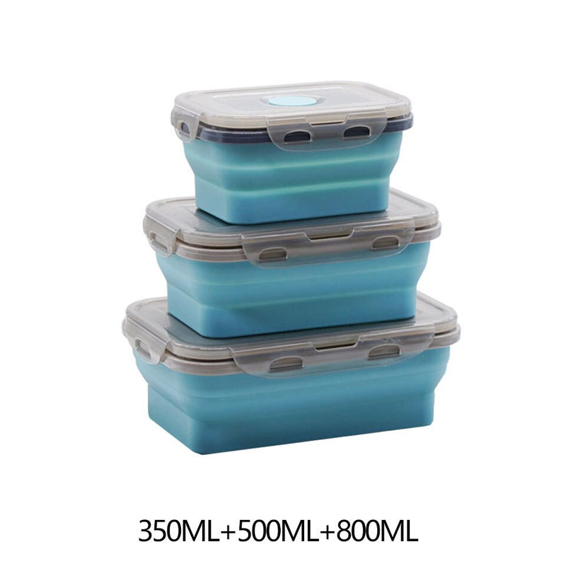 Food Storage Containers With Lids Silicone Collapsible BPA Free Lunch Fruit Salad Box Set reezer Microwavable