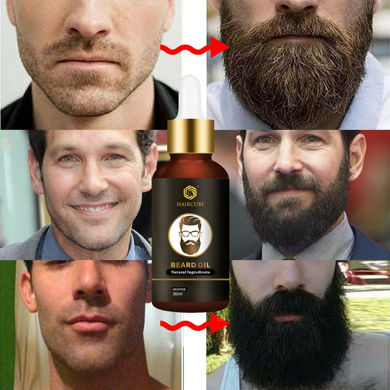 Haircube Men Fast Beard Growth Oil Natural Beard Growth Enhancer Thicker Oil Nourishing Leave-in Conditioner Beard Care Product