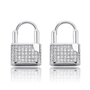 TOPGRILLZ Hip Hop Lock Earrings Iced Cubic Zirconia Earrings Luxury Gold Micro Pave Cubic Zirconia Earrings Gift For Men Women