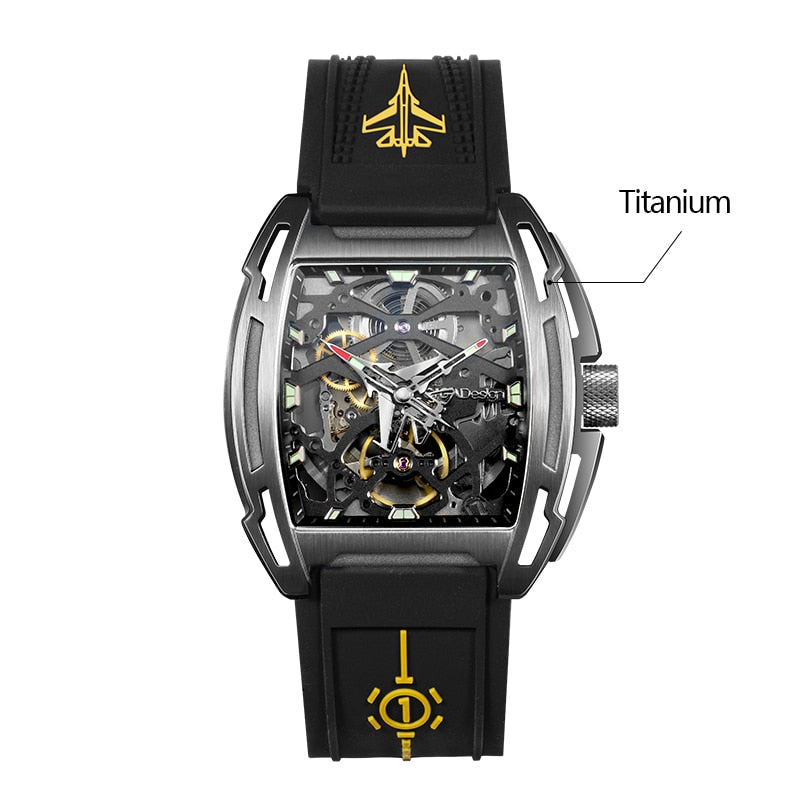 Diseño CIGA, reloj mecánico automático de zafiro de titanio, serie Z, reloj luminoso resistente al agua de lujo, correa de silicona Tonneau