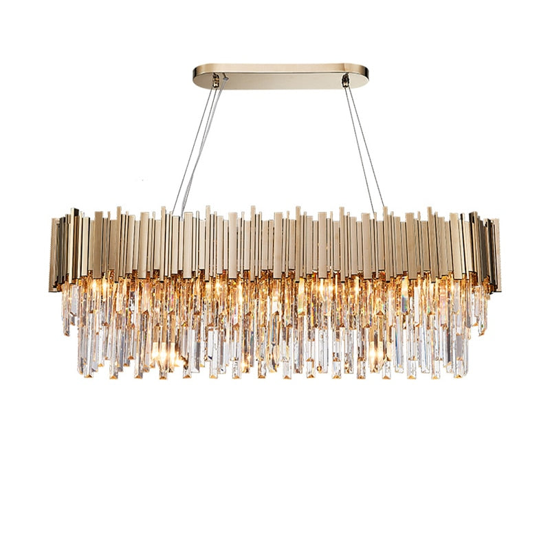 Phube Lighting Modern Crystal Chandelier Luxury Oval Gold Hanging Light Fixtures Dining Room Suspension LED Lustres