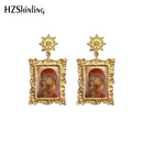 2020 pendientes colgantes antiguos Madre de Dios Virgen María pinturas Retro cabujón de cristal colgantes de Mandala joyería para mujer