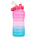Quifit Gallon 2L Water Bottle with Straw 3.8 &amp; 2 Litre Large Capacity Tritan BPA Free Motivational Quote Time Marker 2000ml Jug