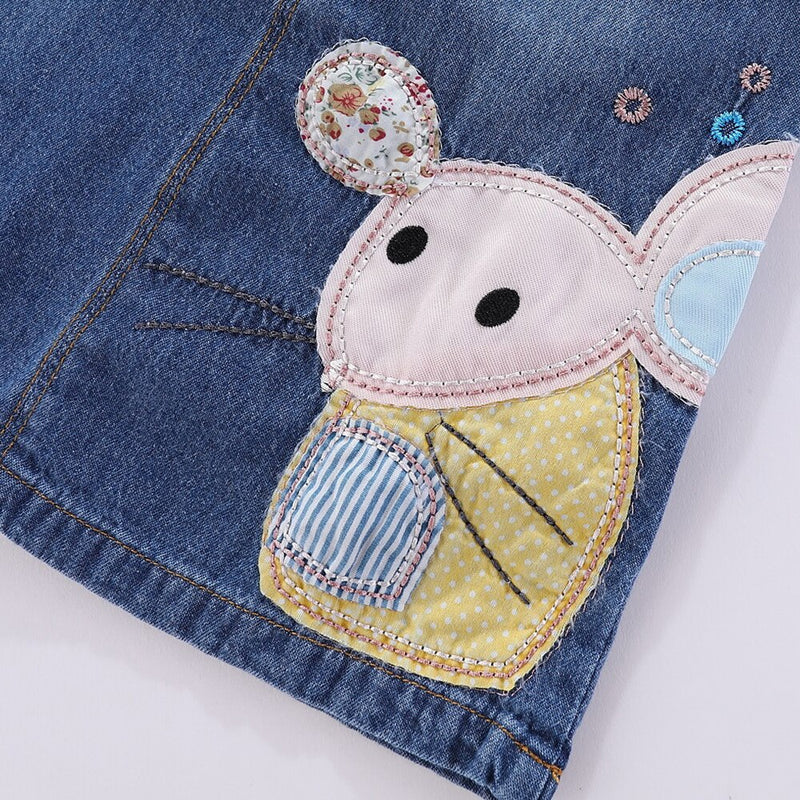 Mudkingdom Toddler Girls Denim Dress Cartoon Mouse Sleeveless Cute Vest Dress for Girl Dresses Puppy Jean Dress Kids Clothes