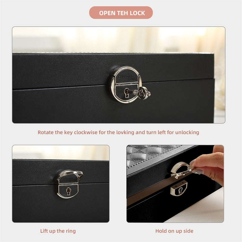 2022 Large PU Leather Jewelry Box Organizer with Mini Travel Storage Case Girls Ring Earrings Necklace Casket For Jewellery Box