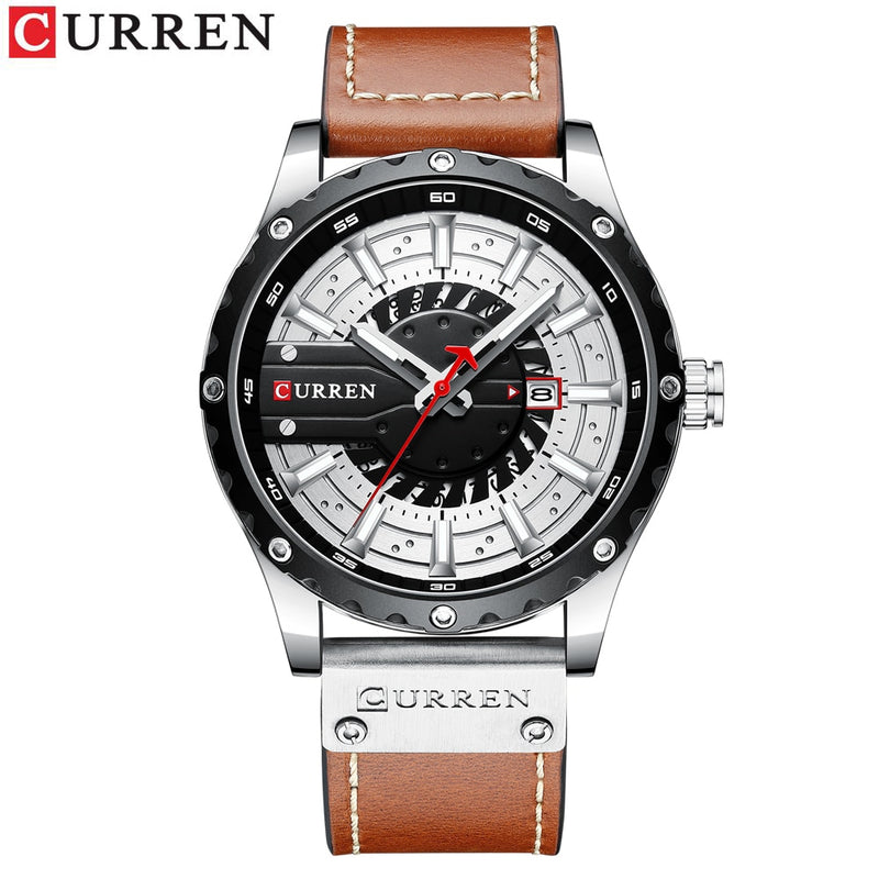 CURREN Watches Top Brand Fashion Leather Wristwatch Casual Quartz Men&