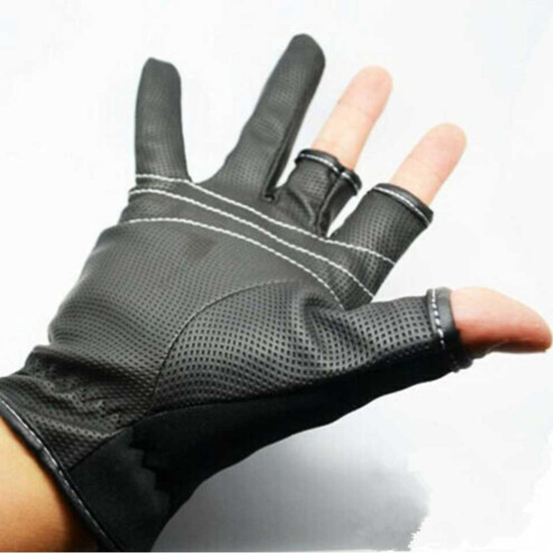 leather gloves for fishing glove three figner High-quality Aub Garcia fabrics Comfort Anti-Slip Fishing fingerless gloves