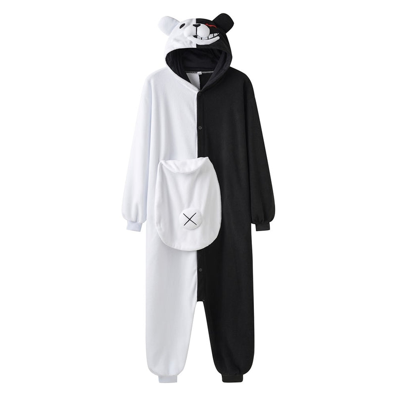 YESKIGU Monokuma Kigurumis Pajama Adult Onesie Anime Bear Jumpsuit Black White Animal Pajamas Women Halloween Party Suit Overall