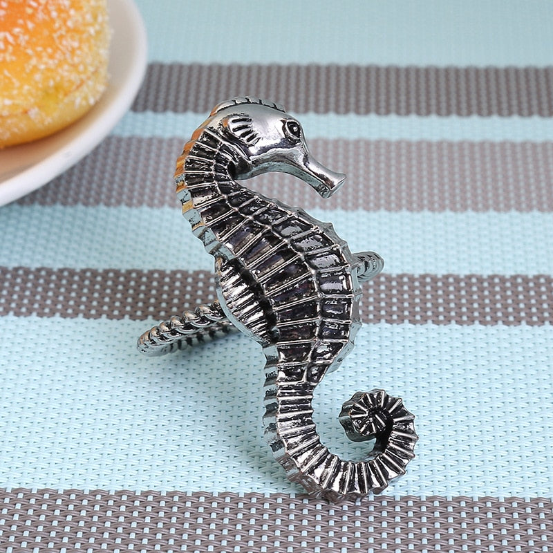 6pcs Alloy lobster napkin buckle Electroplated Epoxy metal prawns napkin ring Soft sample model room hotel table