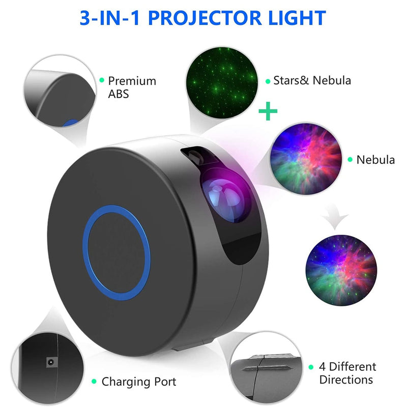 Laser Galaxy Starry Sky Proyector Blueteeth USB Control de voz Reproductor de música Luz de noche LED Dormitorio romántico Luz de proyección