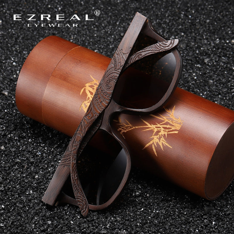 EZREAL Natural Polarized Wooden Sunglasses Men Bamboo Sun Glasses Women Brand Designer Original Wood Glasses With Wooden Box