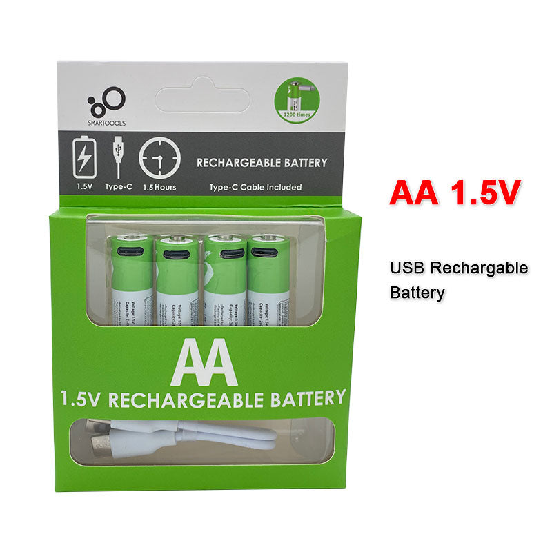 Nueva batería de iones de litio recargable USB AA 1,5 V 2600 mWh Original para ratón de control remoto ventilador pequeño batería de juguete eléctrica + Cable