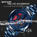 Reloj para hombre, llanta de rueda de coche, esfera de cubo, reloj de pulsera para hombre, relojes impermeables negros de malla de acero inoxidable, reloj Masculino