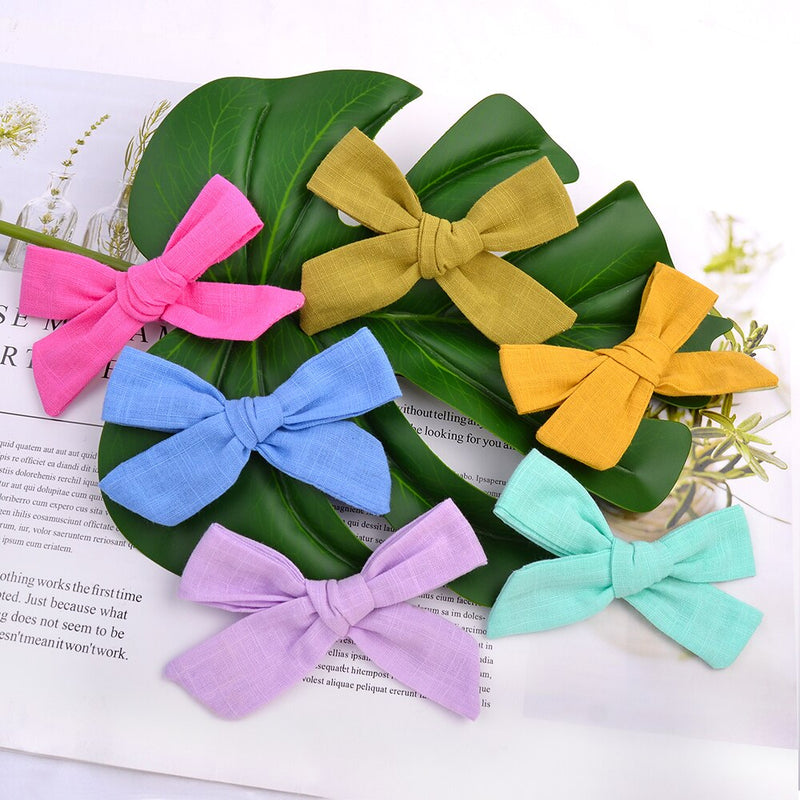 2PCS/Lot Cotton 3.9 inch Bow with Clip Child Girl Boutique Hair Bows Handmade Hair Clips Barrettes Headwear Kid Hair Accessories