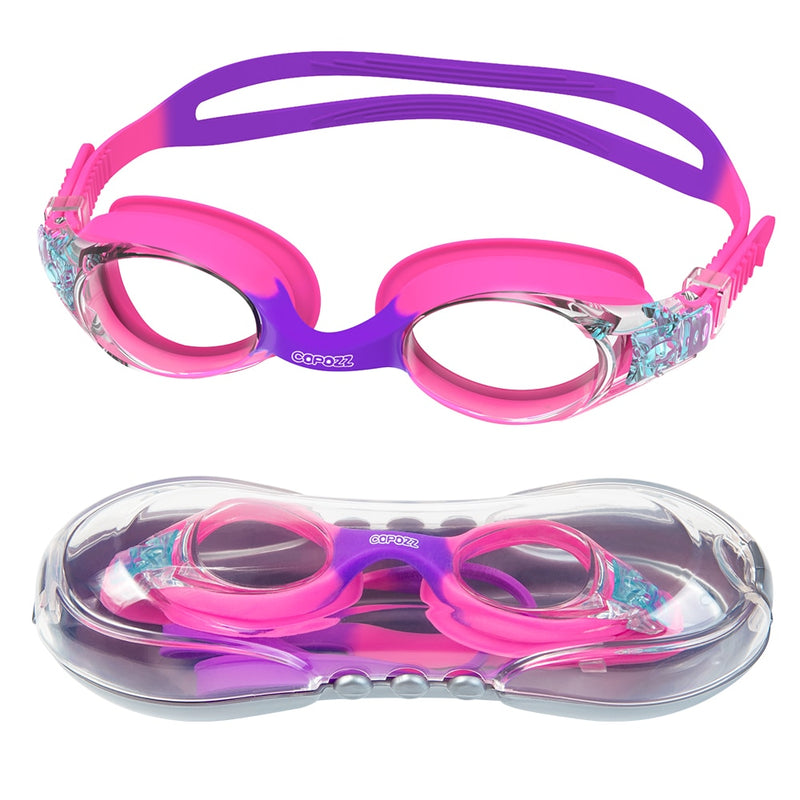 COPOZZ Swimming Goggles Kids Age 3-10 Waterproof Swimming Glasses Clear Anti-fog UV Protection Soft Silicone Frame and Strap