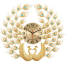 Double Peacock Wall Clock Modern Design Home Decor Art Wall Watch Living Room Bedroom Silent Clock Wall Metal Digital Clocks