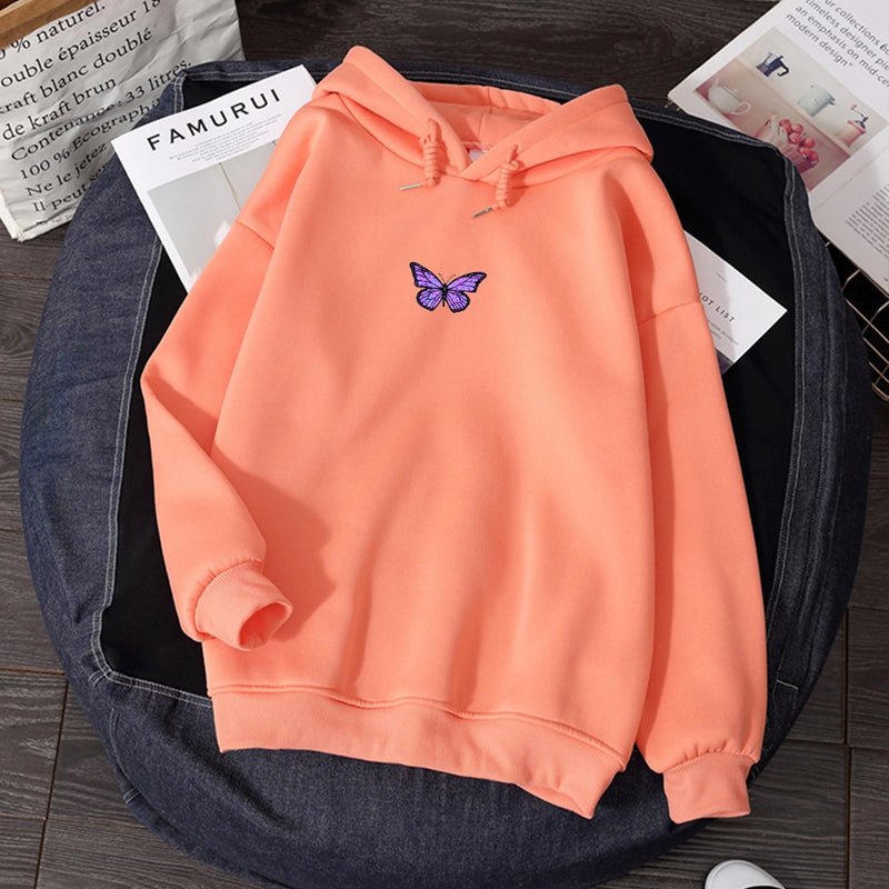 Damen Sweatshirts Hoody Butterfly HOODIE NEU 2020 Student's Vielseitiges Top Kpop Hiphop Sweatshirt Literarischer Vintage Kapuzenmantel