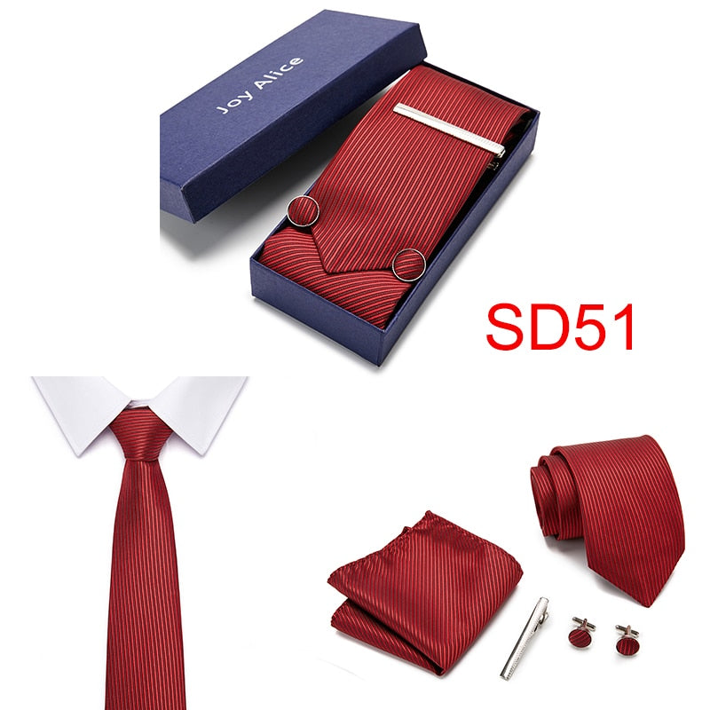 Gift Box 38 styles Tie Set Hanky Cufflinks With Gift Box Jacquard Woven Neckties Set For Men Wedding Party Lots of  accessories