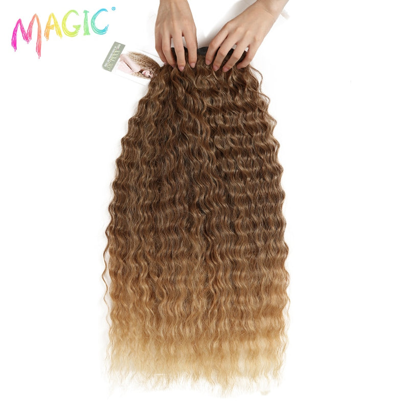 MAGIC Deep Curly Synthetic Hair Weave Deep Wave Hair Bundles 28 "30" 32 "Zoll Ombre Color Two Tone Curly Hair Extension 120g