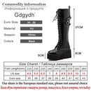 Gdgydh Fashion Women Boots Cross Strap PU Leather Autumn Winter Knee High Boots Ladies Thick Sole Platform Shoes Punk Gothic