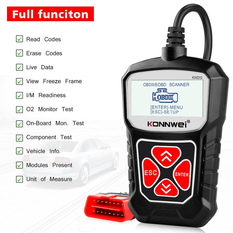 KONNWEI KW310 OBD2 Scanner for Auto OBD 2 Car Scanner Diagnostic Tool Automotive Scanner Car Tools Russian Language PK Elm327