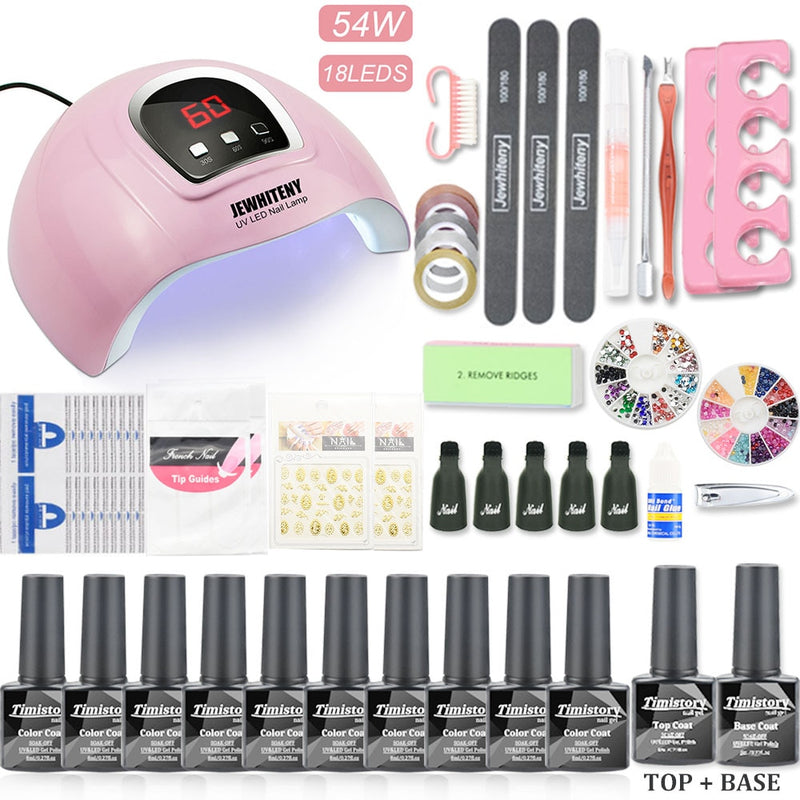 Juego de manicura con lámpara de uñas Led UV 120 W/54 W juego de uñas 30/20 colores Kit de esmalte de uñas de Gel juegos de herramientas con taladro de uñas