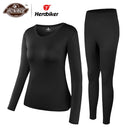 Herobiker, conjunto de ropa interior térmica con forro polar para mujer, conjunto de invierno elástico para motocicleta, esquí, calzoncillos largos cálidos, camisas y Tops, traje inferior