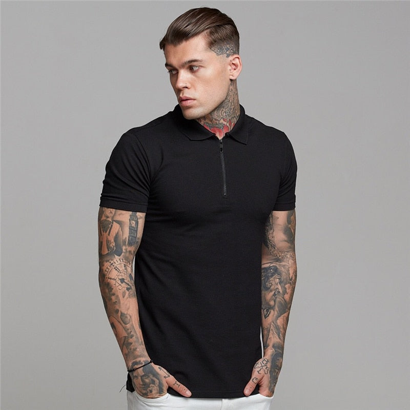 Polo sólido de verano para hombre, polos ajustados de manga corta, ropa de calle de moda, camisetas de algodón para hombre, camisetas de Golf informales para deportes de Fitness