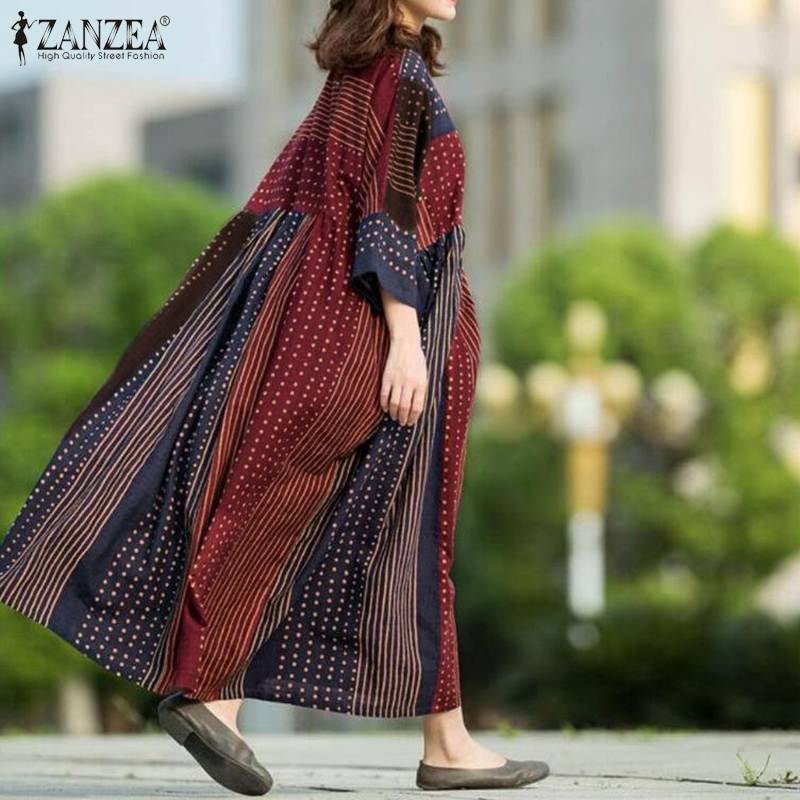 ZANZEA 2023 Fashion Summer Shirt Dress women's Spring Sundress Polka Dot Casual Tunic Vestidos Female Long Sleeve Robe