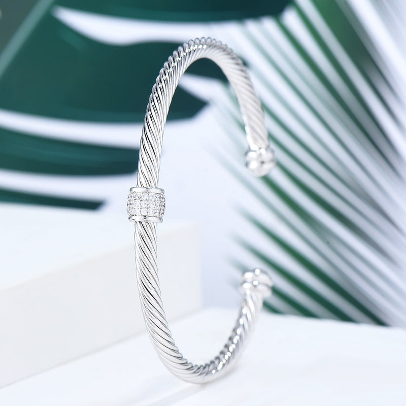 GODKI Trendy Luxury Stackable Bangle Cuff For Women Wedding Full Cubic Zircon Crystal CZ Dubai Silver Color Party Bracelet 2020